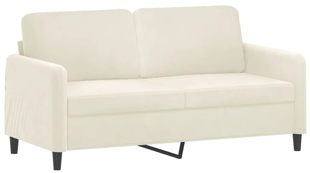 3 pcs conjunto de sofás com almofadas veludo cor creme