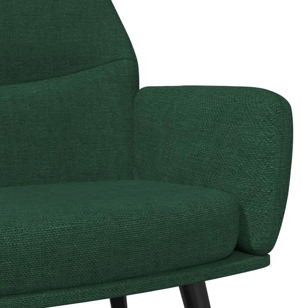 Cadeira de descanso com banco tecido verde-escuro