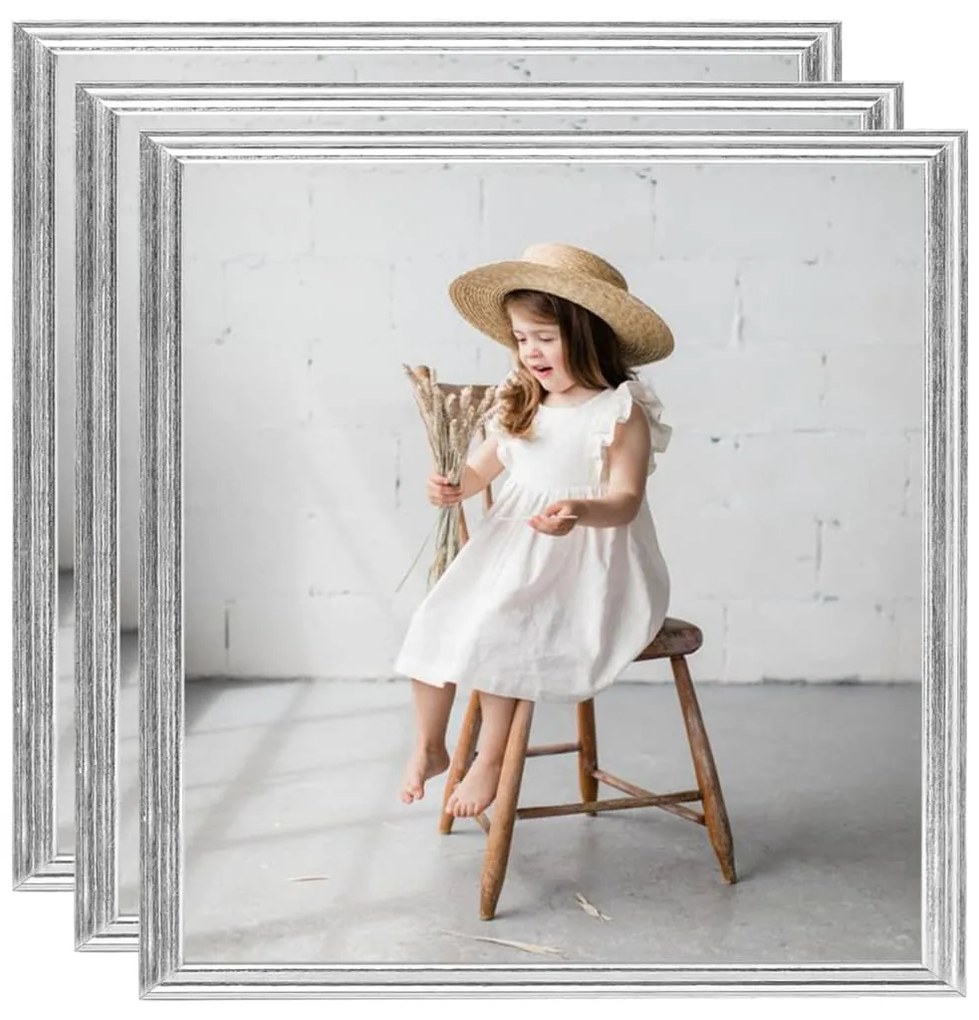 vidaXL Molduras para parede 3 pcs 50x50 cm MDF prateado