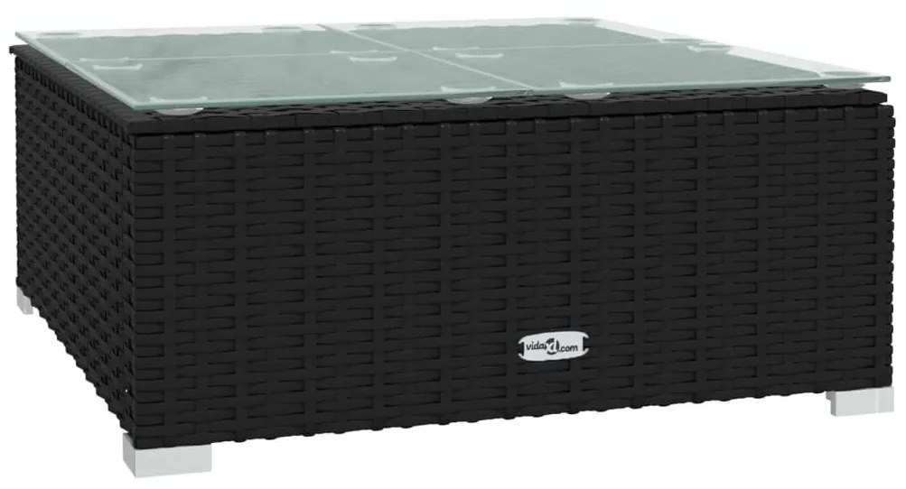 9 pcs conjunto lounge de jardim c/ almofadões vime PE preto
