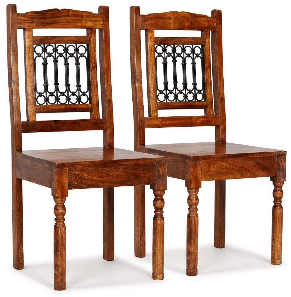 245644 vidaXL Cadeiras jantar clássicas 2 pcs madeira maciça + acabamento mel