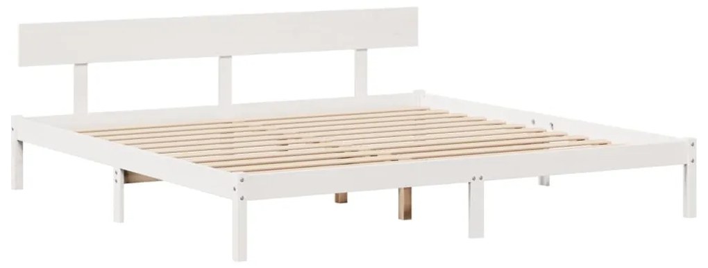 Cama com estante sem colchão 180x200 cm pinho maciço branco