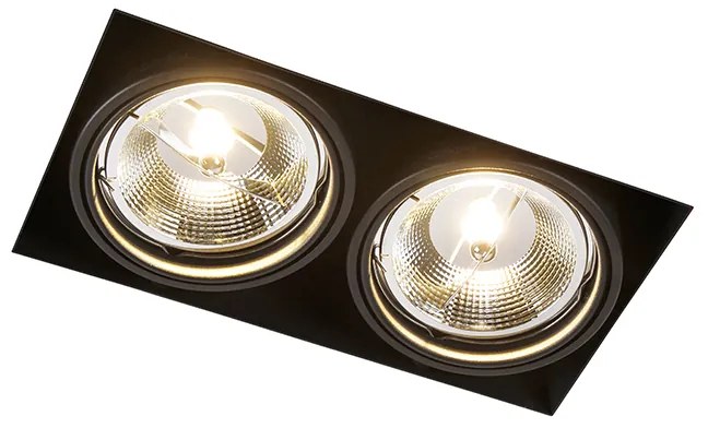 Foco embutido preto GU10 AR111 sem moldura 2 luzes - Oneon Moderno