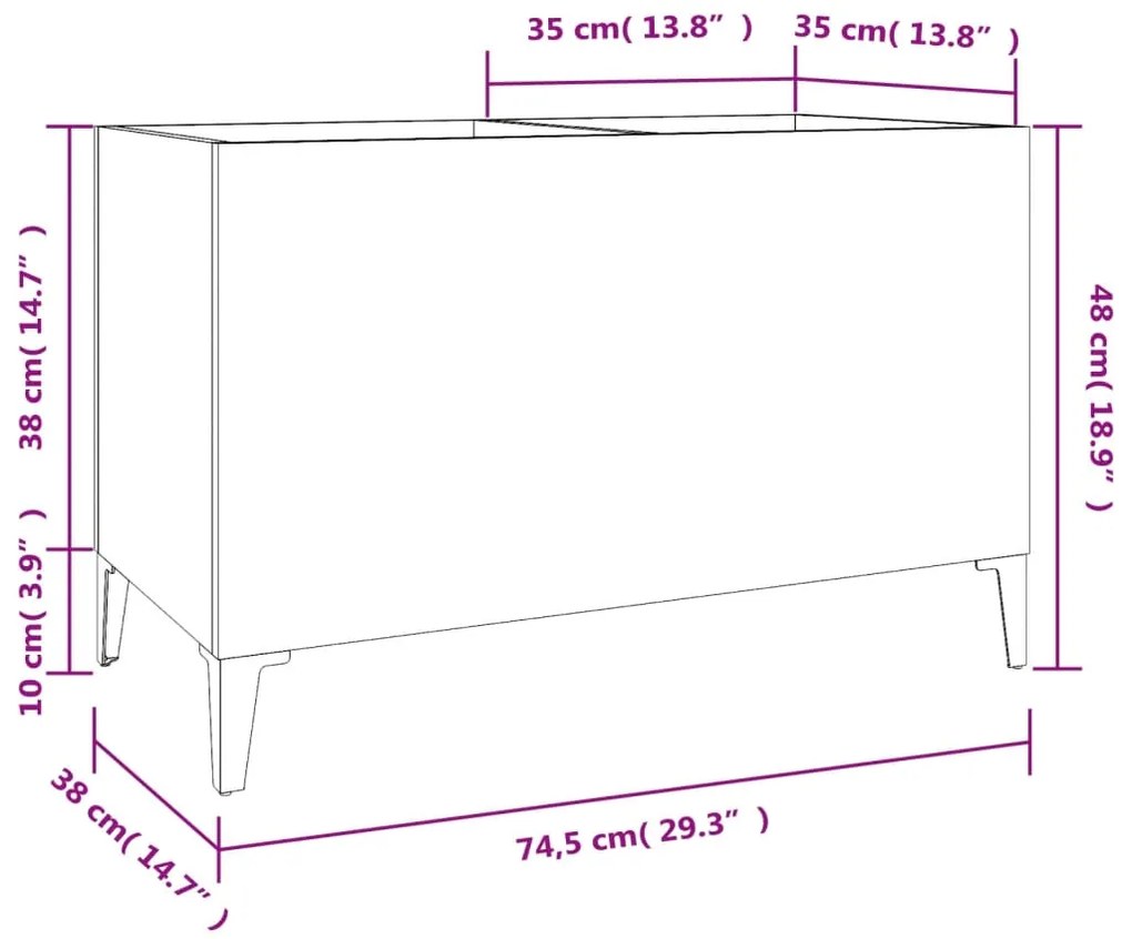 Armário p/ discos 74,5x38x48 cm derivados madeira cinza-cimento