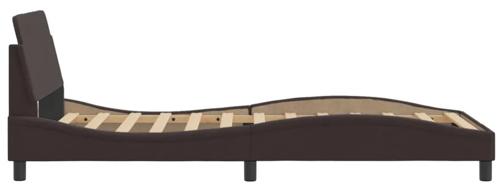 Estrutura de cama sem colchão 100x200 cm tecido castanho-escuro