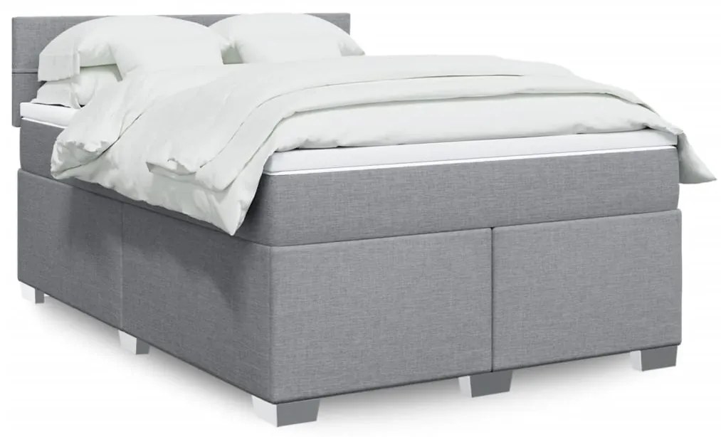 vidaXL Cama com molas/colchão 160x200 cm tecido cinzento-claro