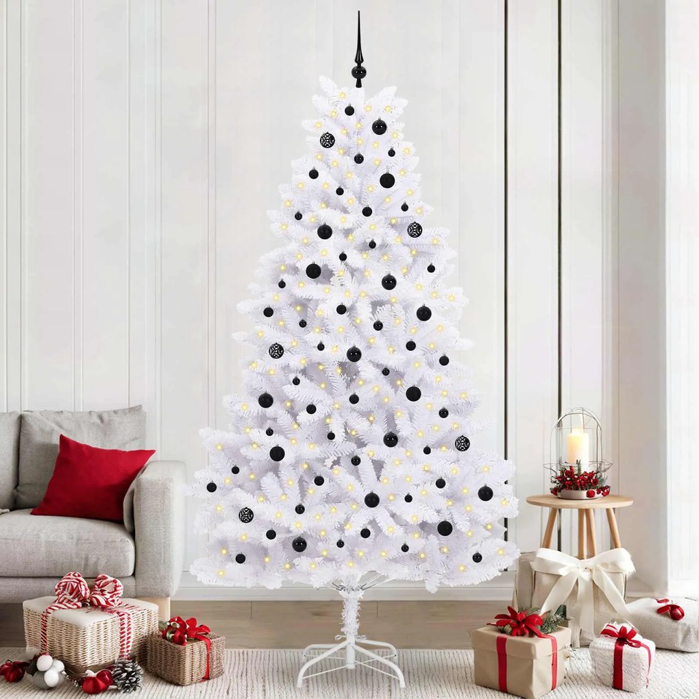 vidaXL Árvore de Natal Articulada Artificial Branco 240 cm PVC e Aço