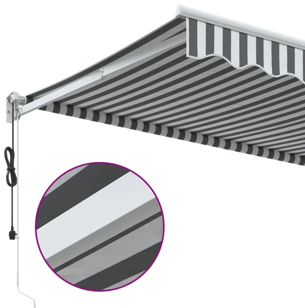 Toldo retrátil 4x3 m tecido e alumínio antracite e branco