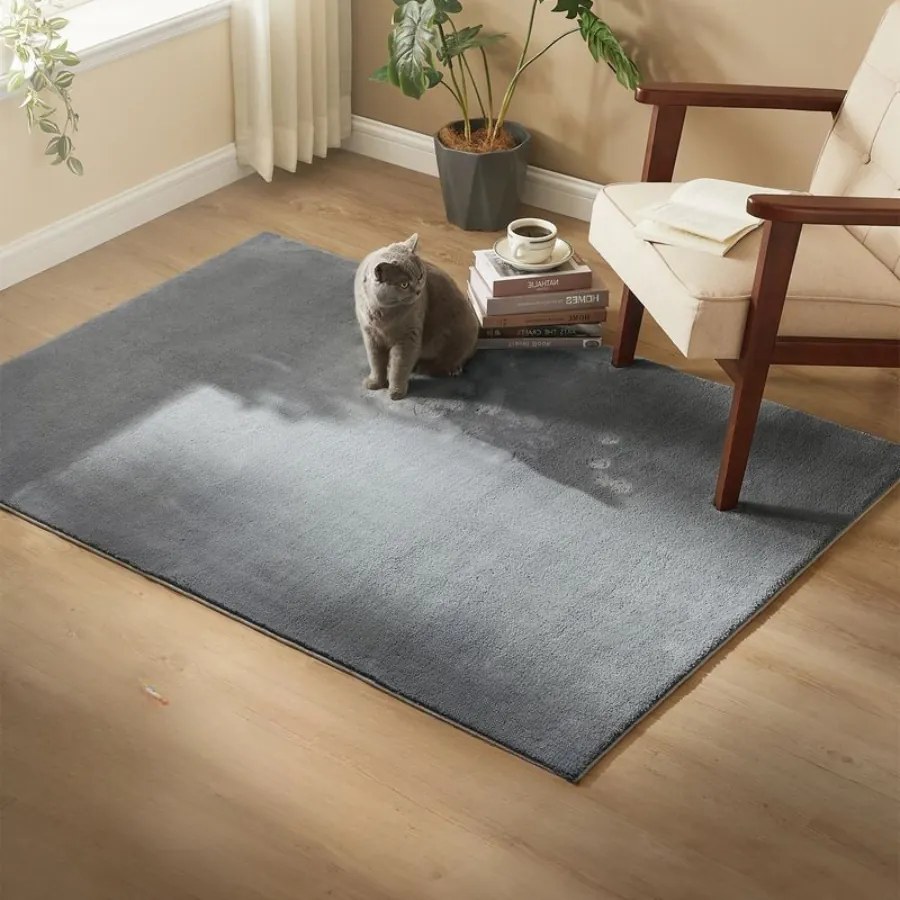 Tapete para sala de estar antiderrapante 120 x 170 cm Cinzento