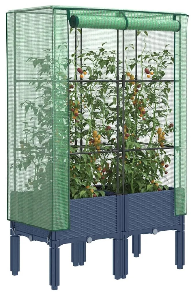 vidaXL Canteiro elevado com cobertura de estufa aspeto de vime