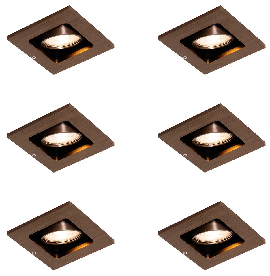 Conjunto de 6 Focos Embutidos Modernos Bronze Escuro Ajustáveis - Qure