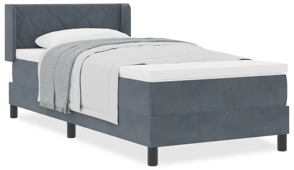 Cama Box Spring com Colchão VidaXL Cinza Escuro 90x200 cm Veludo
