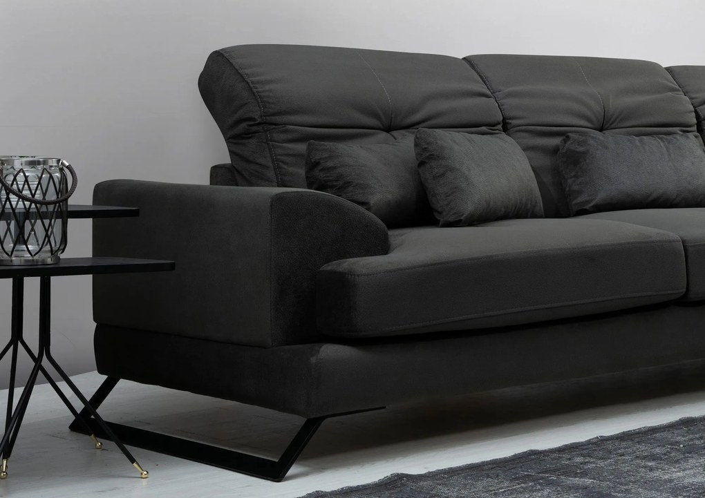 Sofá de Canto Frido – Antracite – 308 cm x 190 cm