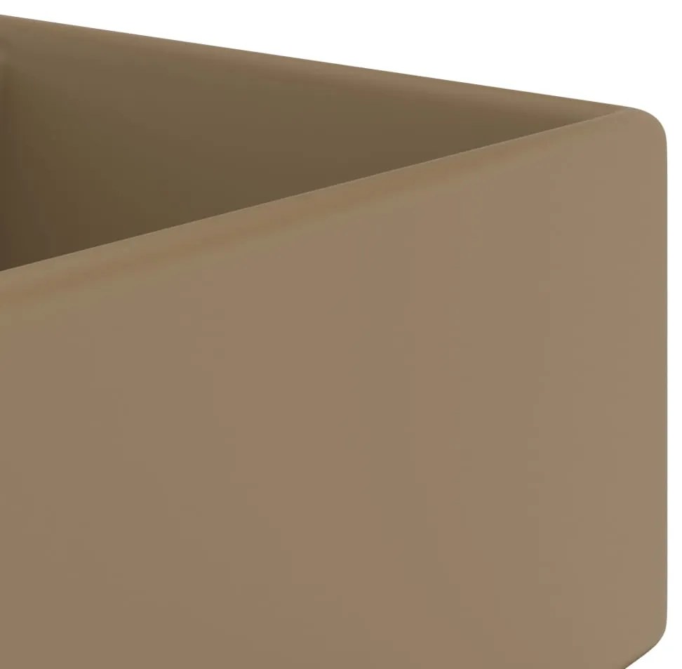 Lavatório luxuoso quadrado 41x41 cm cerâmica creme mate