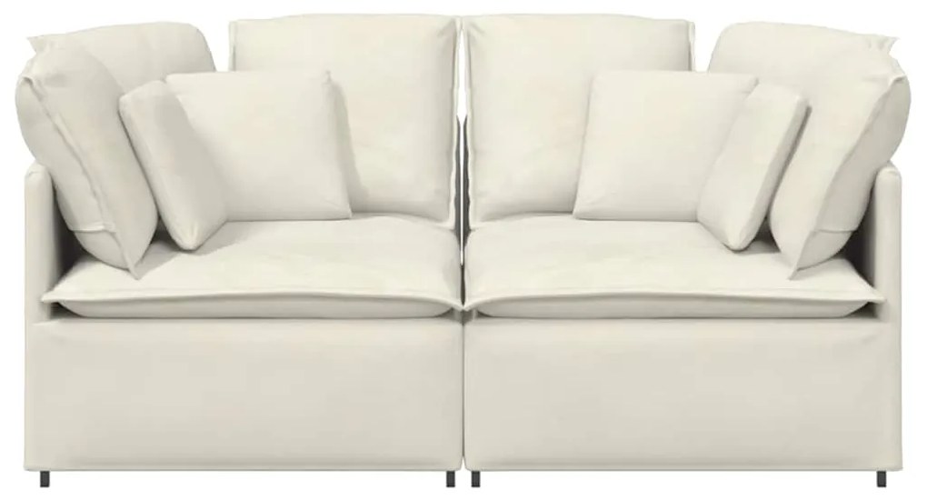 Sofá modular com almofadas veludo creme