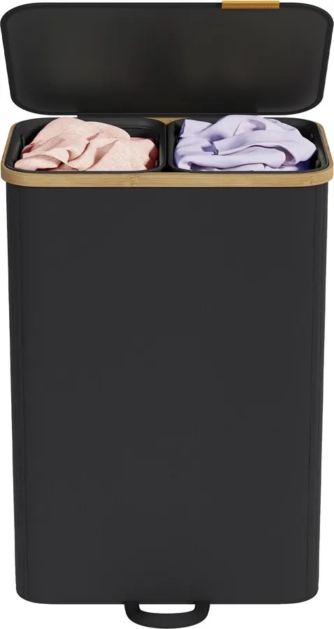 Cesto da roupa suja com tampa, 150L, 52 x 38,5 x 75 cm Preto