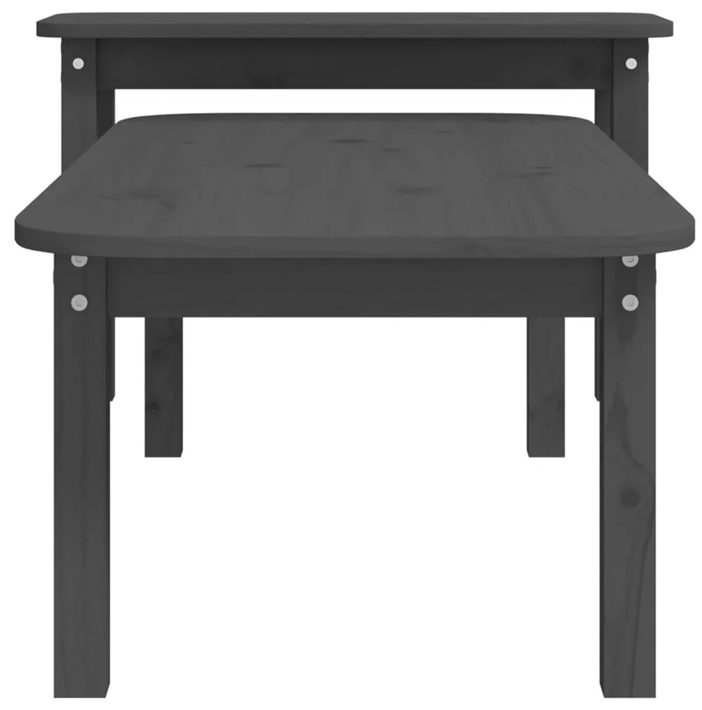 2 pcs conjunto de mesas de centro pinho maciço cinzento