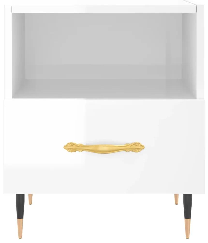 Mesas de cabeceira 2pcs derivados de madeira branco brilhante