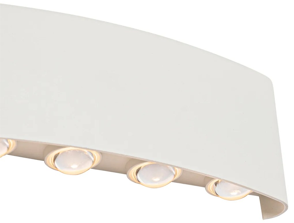 Candeeiro de parede exterior branco com LED 10 luzes IP54 - Silly Moderno