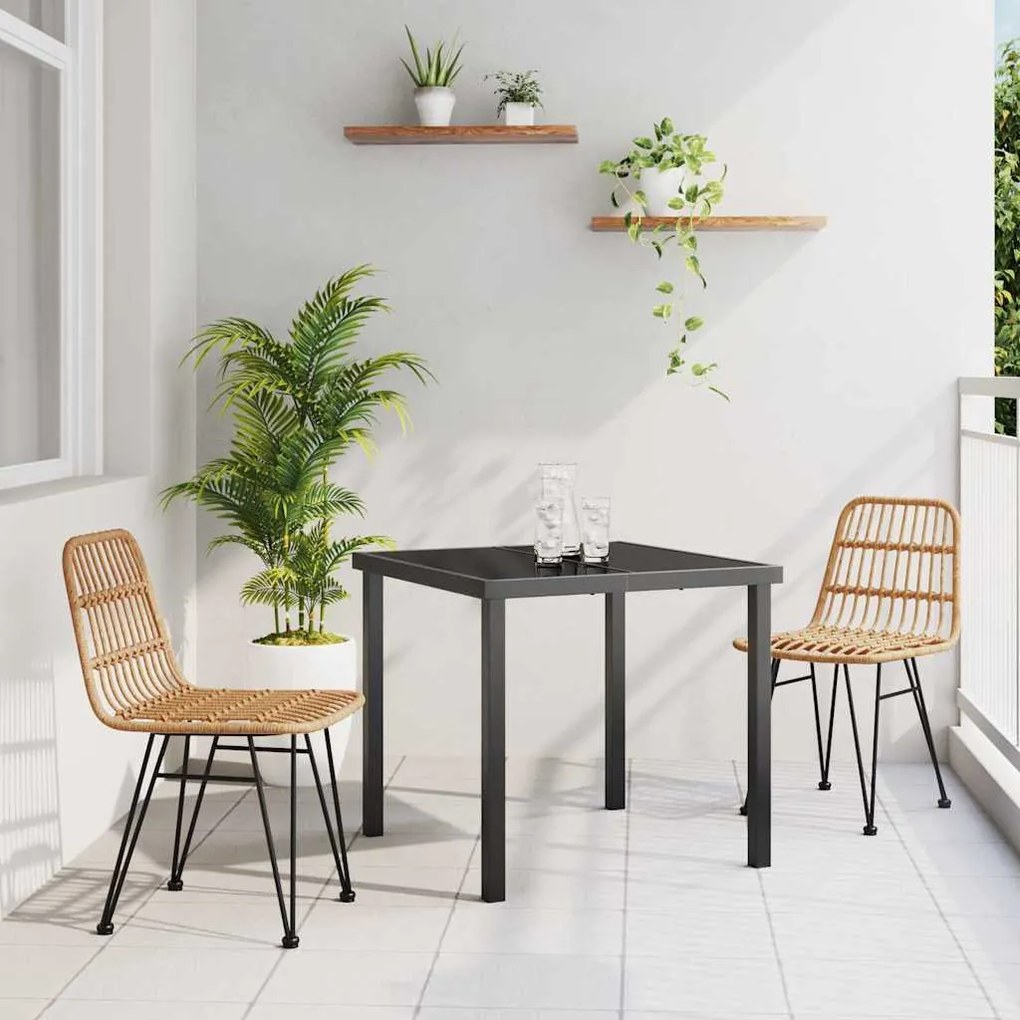 vidaXL Conjunto de Jantar de Jardim com 3 peças em rattan plástico marrom.