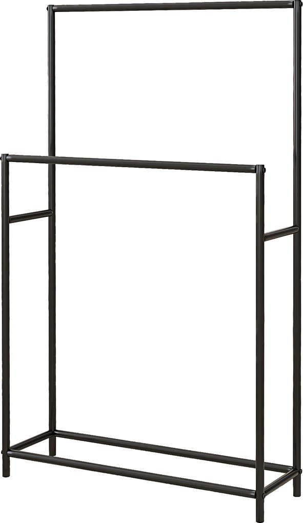 Toalheiro de pé com 2 prateleiras em metal para a casa de banho, 66 x 20 x 110 cm, preto