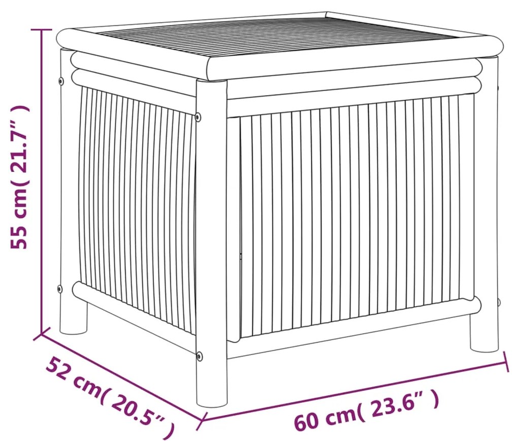 Caixa de arrumação para jardim 60x52x55 cm bambu