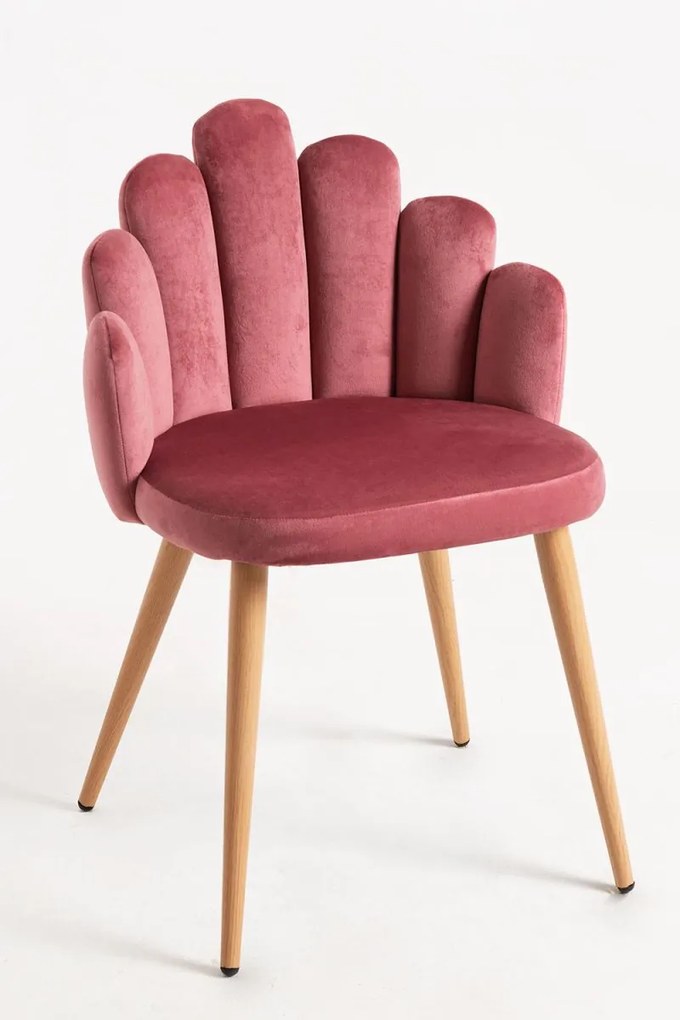 Cadeira Hand Veludo - Rosa