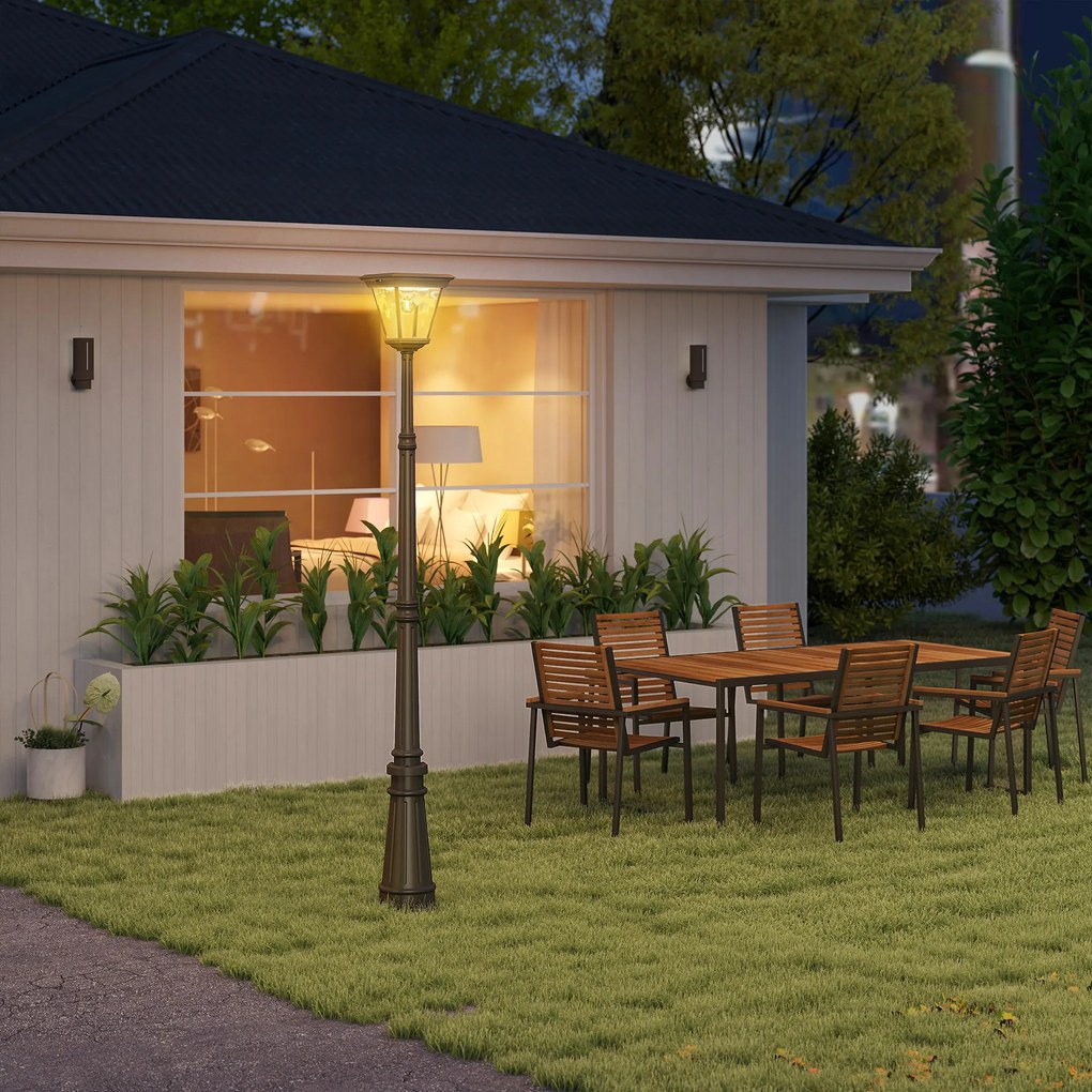 Candeeiro Solar de Jardim com Luzes LED Acendimento e Apagamento Automático Sensor de Movimento 26x24x220 cm Preto