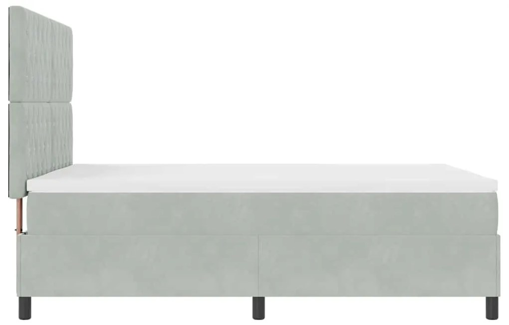 Cama Box Spring vidaXL com Colchão e Luz LED Cinza Claro 140x190 cm Ve