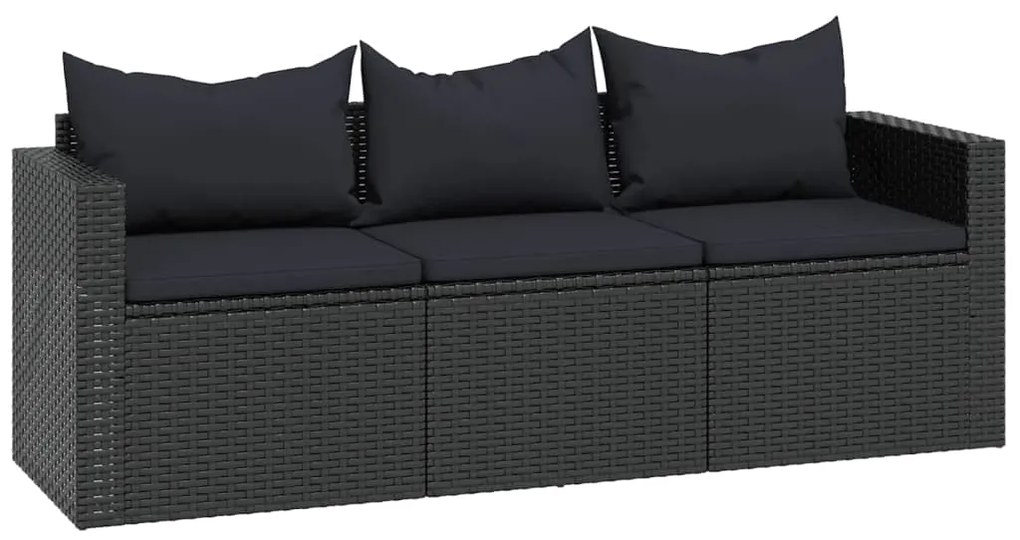 Conjunto lounge de jardim vime PE preto