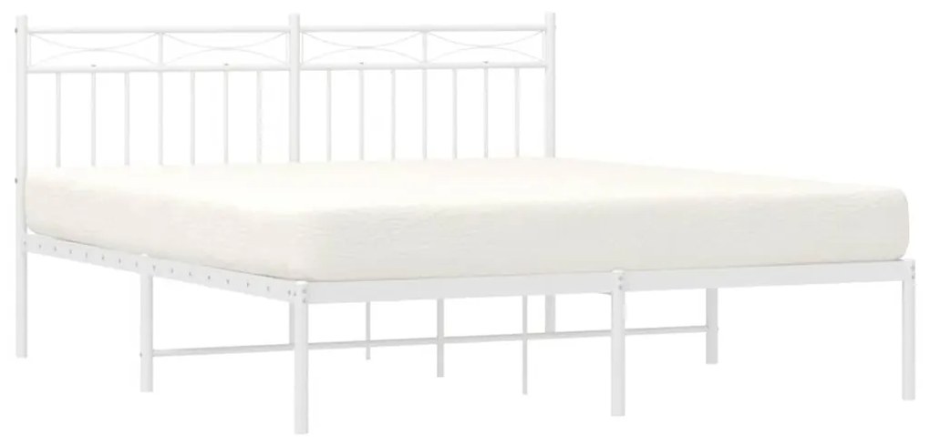 Estrutura de cama com cabeceira 150x200 cm metal branco