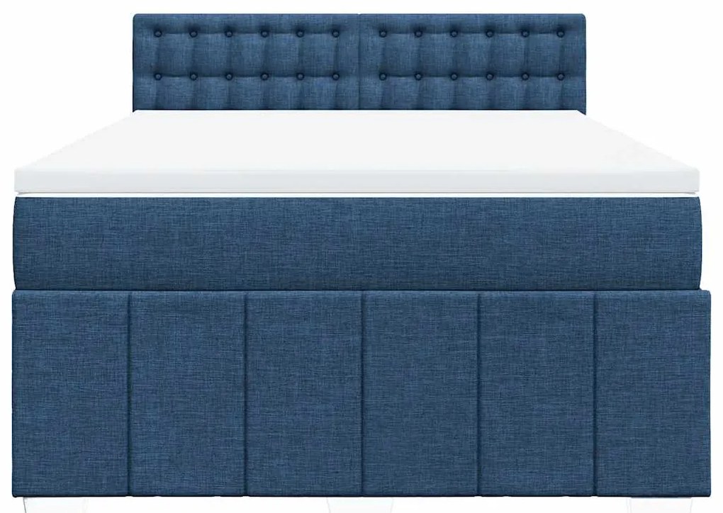 Cama com molas/colchão 140x190 cm tecido azul