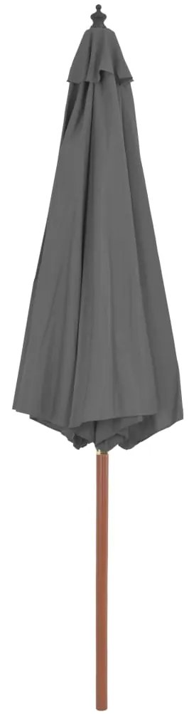 Guarda-sol de exterior com mastro de madeira 300 cm antracite