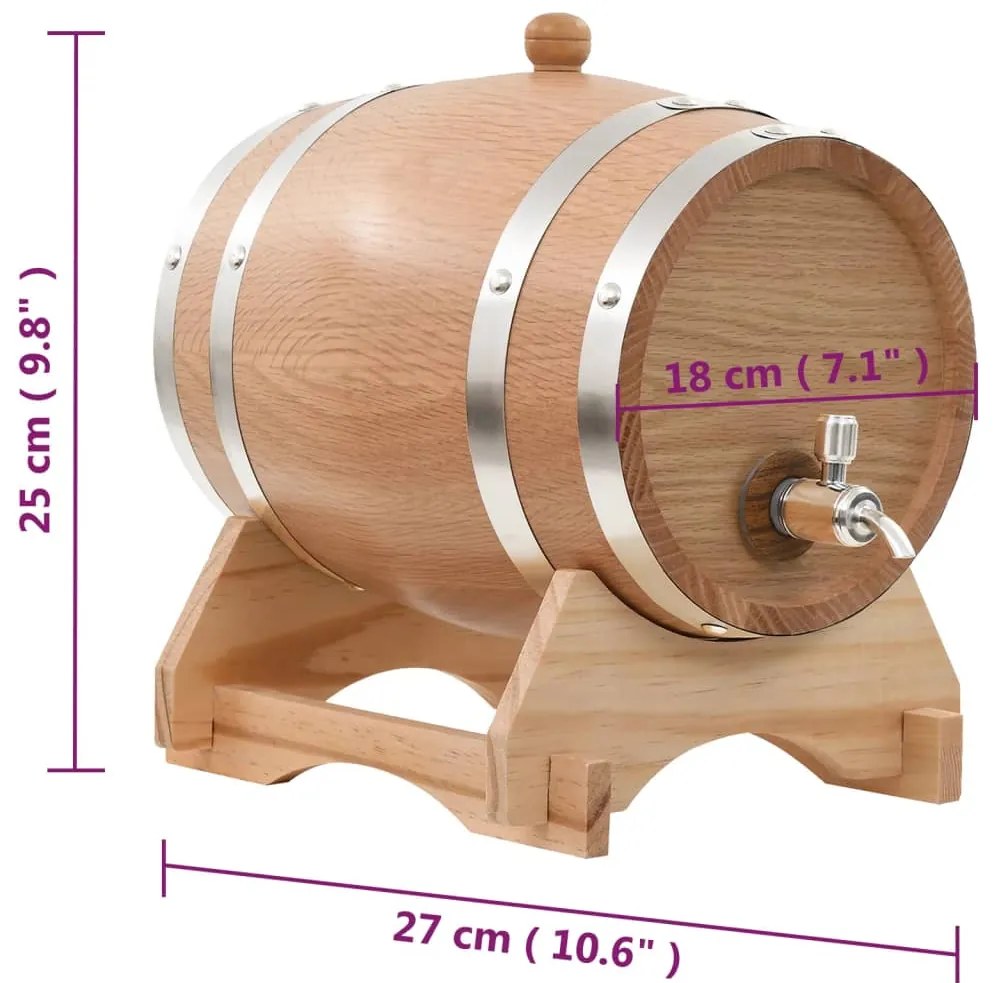 Barril de vinho com torneira em madeira de carvalho maciça 6 L