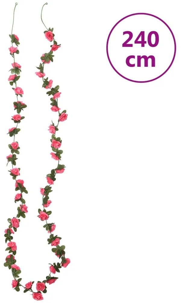 Grinaldas de flores de Natal 6 pcs 240 cm vermelho rosado