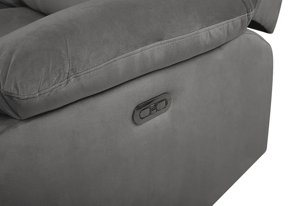 Sofá reclinável de 3 lugares veludo cinzento escuro com LED e entrada USB BERGEN Beliani