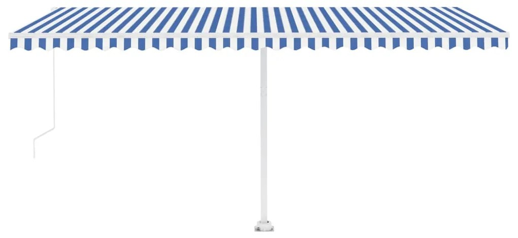 Toldo retrátil manual com LED 500x300 cm azul e branco