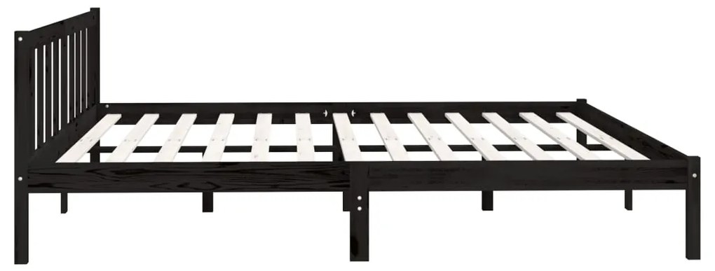 Estrutura de cama 200x200 cm madeira de pinho maciça preto