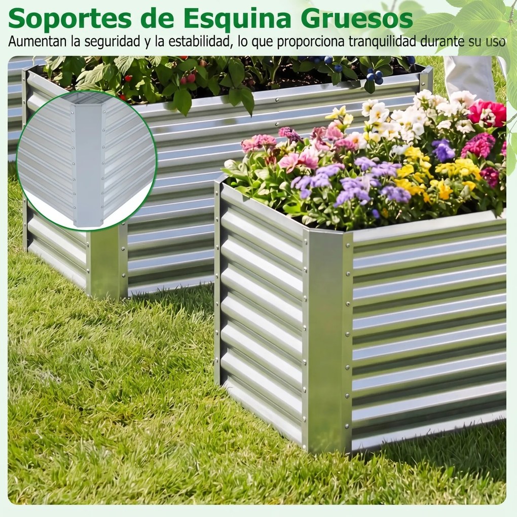Floreira Elevada, 119,5 x 61,5 x 60,5 cm, Fundo Aberto, Prateado