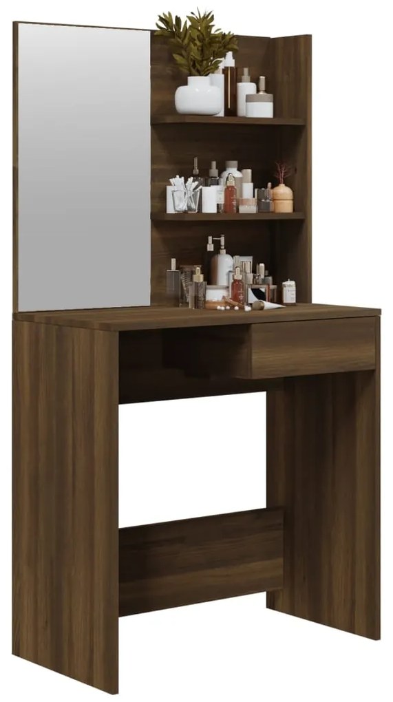 Toucador com espelho 74,5x40x141 cm cor carvalho castanho