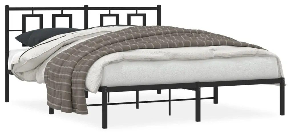 vidaXL Estrutura de cama em metal com cabeceira 150x200 cm preto