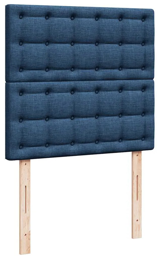 Cama com molas/colchão 90x190 cm tecido azul