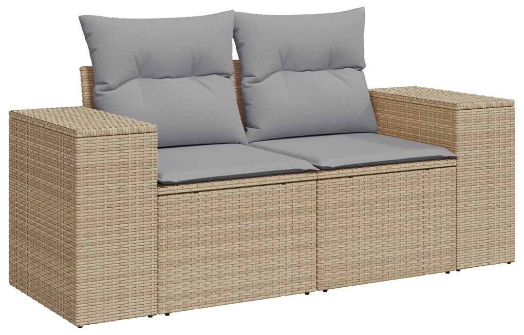 Conjunto de Sofá de Jardim de 10 Peças com Almofadas Bege de Vime de P