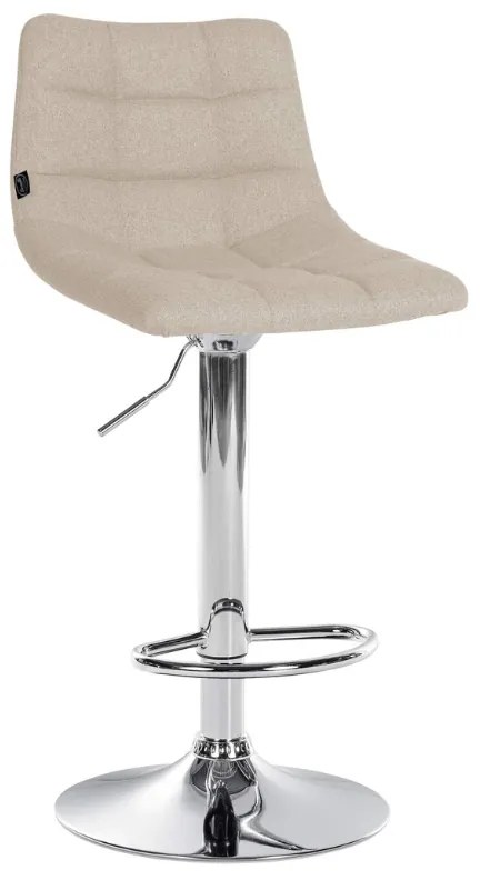 Banco de bar Jerry em tecido com estrutura cromada 87-108,5 x 43 x 46,5 cm Creme