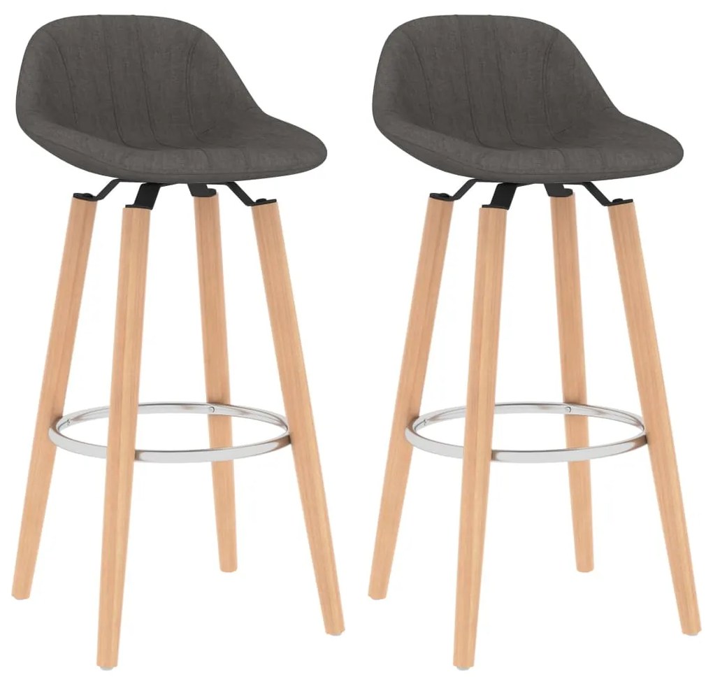 289378 vidaXL Bancos de bar 2 pcs tecido cinzento-escuro