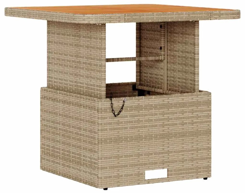 Conjunto de Jantar para Jardim em 3 Peças com Almofadas Bege em Rattan