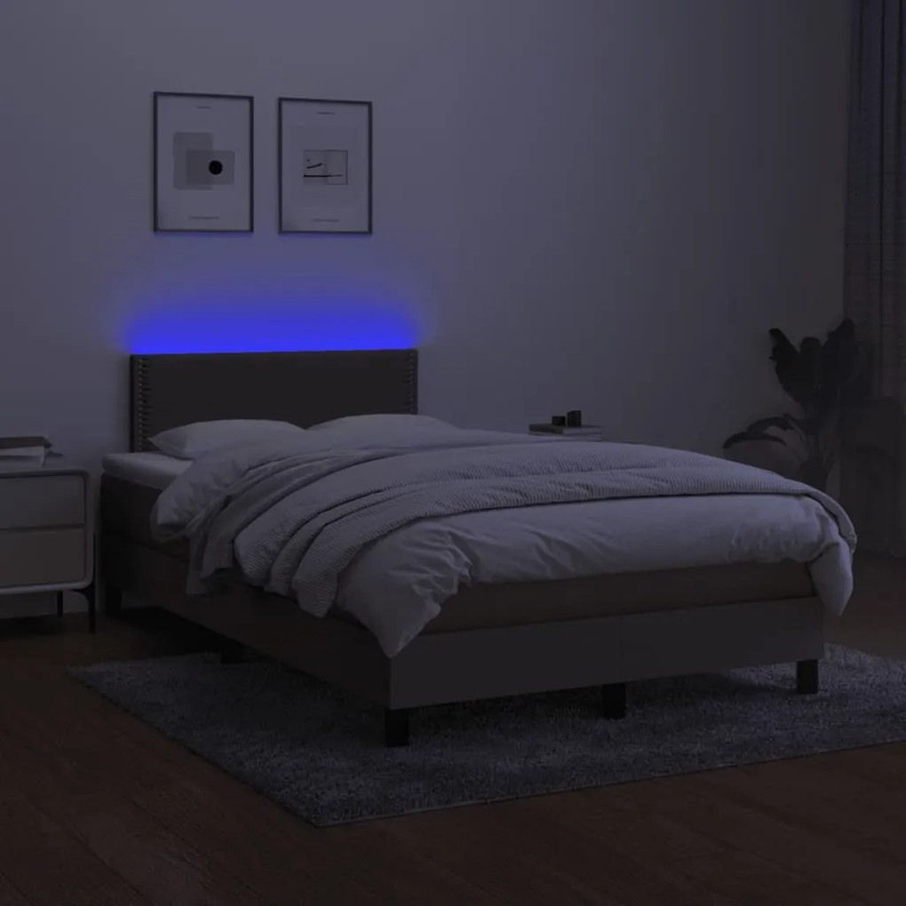 Cama box spring colchão/LED 120x200cm tecido cinza-acastanhado