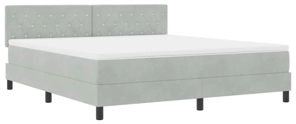 Cama Box Spring vidaXL com Colchão e Luz LED Cinzento Claro 180x200 cm