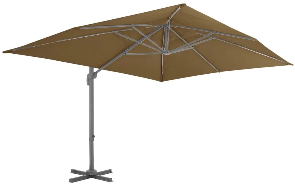 Guarda-sol cantilever c/ poste alumínio cinzento-acastanhado