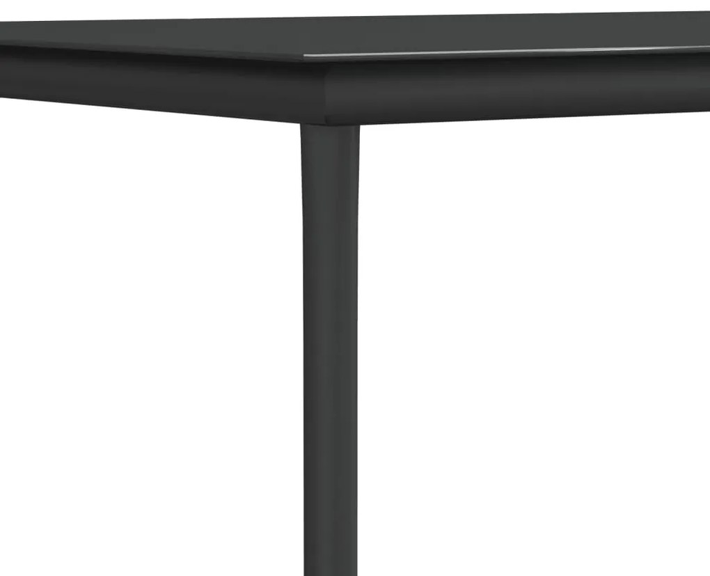 5 pcs conjunto jantar p/ jardim c/ almofadões vime PE/aço preto